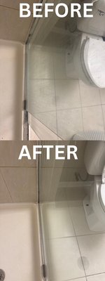 Shower Cleaning - Say goodbye to stubborn calcium buildup! We restored these shower doors to a crystal-clear finish, removing hard water stains and residue with expert care. Let us bring the shine back to your bathroom—book your cleaning today! Shower Cleaning - Say goodbye to stubborn calcium buildup! We restored these shower doors to a crystal-clear finish, removing hard water stains and residue with expert care. Let us bring the shine back to your bathroom—book your cleaning today!