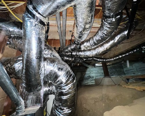 Full Duct Replacement - Customer was having issues with airflow. Rodents had entered their home and compromised the ducts. Once rodents were removed American Heating & Air proceeded to replace the customers ducting.