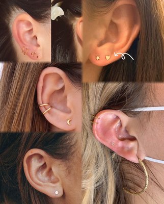 Solid 14k gold piercings - Piercings with fine jewelry done by a hollow needle only! No piercing guns allowed! Solid 14k gold piercings - Piercings with fine jewelry done by a hollow needle only! No piercing guns allowed!