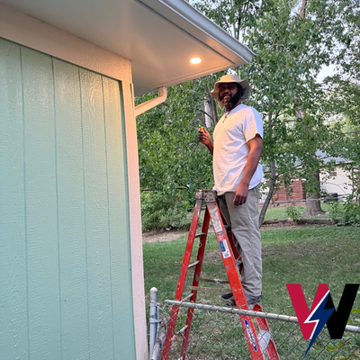 Exterior Lighting Installation - Lighting the way with. Expertise & Precision! Our senior electrician is hard at work bringing the perfect touch of exterior recessed lighting to life! At Will Power Energy Services we combine experience, skill, and attention to detail to light up your - world inside and out. Exterior Lighting Installation - Lighting the way with. Expertise & Precision! Our senior electrician is hard at work bringing the perfect touch of exterior recessed lighting to life! At Will Power Energy Services we combine experience, skill, and attention to detail to light up your - world inside and out.