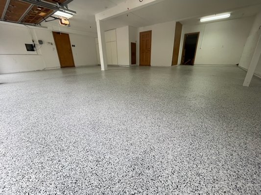 Rancho Santa Fe - Epoxy Garage Slab - The garage floor was in need of some work due to the homeowner using paint over the slab. My crew came in to grind the slab, use an acid wash to clean it, and apply the epoxy & flakes to make the surface more durable and really stand out! Rancho Santa Fe - Epoxy Garage Slab - The garage floor was in need of some work due to the homeowner using paint over the slab. My crew came in to grind the slab, use an acid wash to clean it, and apply the epoxy & flakes to make the surface more durable and really stand out!