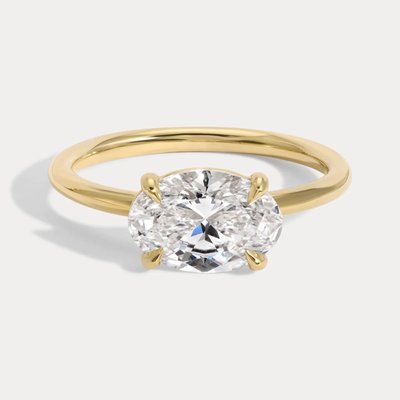 Iris - Oval Brilliant Diamond Ring - Classic Solitaire in 14K Yellow Gold with Fully Rounded Band and High Polish Iris - Oval Brilliant Diamond Ring - Classic Solitaire in 14K Yellow Gold with Fully Rounded Band and High Polish
