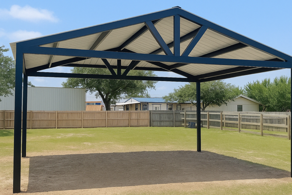 Custom Metal Carport Installation – McAllen, TX - This project features a sleek, custom-built metal carport designed and installed in McAllen, TX. The client needed a durable, weather-resistant structure to provide shade and protection. We constructed a strong steel frame with a gabled roof to blend seamlessly into the open yard space. The result is a clean, professional finish that adds value, function, and curb appeal to the property. Custom Metal Carport Installation – McAllen, TX - This project features a sleek, custom-built metal carport designed and installed in McAllen, TX. The client needed a durable, weather-resistant structure to provide shade and protection. We constructed a strong steel frame with a gabled roof to blend seamlessly into the open yard space. The result is a clean, professional finish that adds value, function, and curb appeal to the property.
