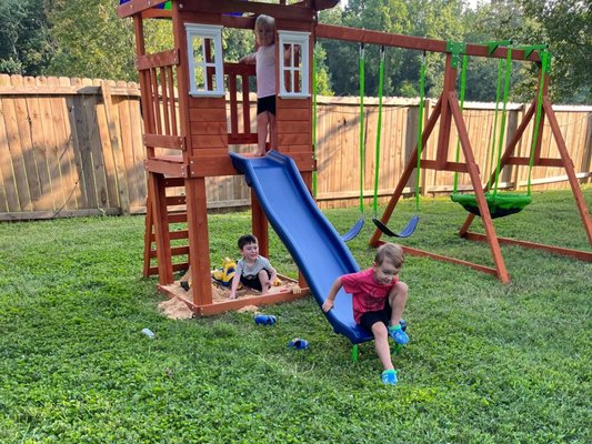 Children's Play Set Assembly - Delivered and assembled this full sized children's wooden playset for a family in Gaston County. Children's Play Set Assembly - Delivered and assembled this full sized children's wooden playset for a family in Gaston County.