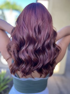 Red violet hair color - My client wanted to change her color from brown to red violet color Red violet hair color - My client wanted to change her color from brown to red violet color