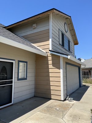 House Painting - Customer contacted us and wanted the exterior of her home painted. During this project we also repaired a lot of the trim due to dry Rott.