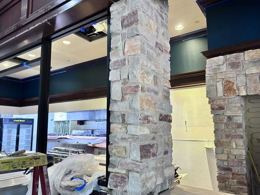 📌New Idea! Stone veneer to make a statement - Thin stone does not require a cement wall structure to accommodate it like a full stone would. Wall that is set with full stone would need a foundation laid and a cement wall that would be able to accommodate the weight and support of a full stone and mortar. If you don’t have that your option would be to consider a thin stone veneer. Who will it here to almost any surface and can update any room and make a statement with its dimension and texture. Thin stone veneer comes in flats and corners which are used for corners of walls for a seamless design. Give us a call and we can make anything happen!