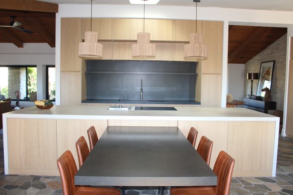 Modern Kitchen Remodel - This space was gutted to the frame, the ceiling was vaulted, New Modern, vertical grain Cabinets with Under Cab Lighting, Gorgeous Quartz Countertops. Island Table jets out into the room! Modern Kitchen Remodel - This space was gutted to the frame, the ceiling was vaulted, New Modern, vertical grain Cabinets with Under Cab Lighting, Gorgeous Quartz Countertops. Island Table jets out into the room!