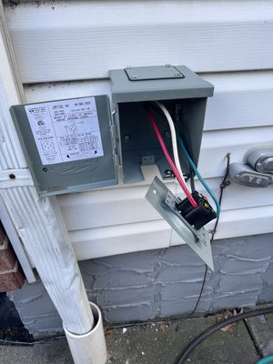 EV Charging outlet. - Client requested a dedicated EV charging outlet. Install was done in under 2 hours leading the client happy at his 7x increased charging speed. EV Charging outlet. - Client requested a dedicated EV charging outlet. Install was done in under 2 hours leading the client happy at his 7x increased charging speed.
