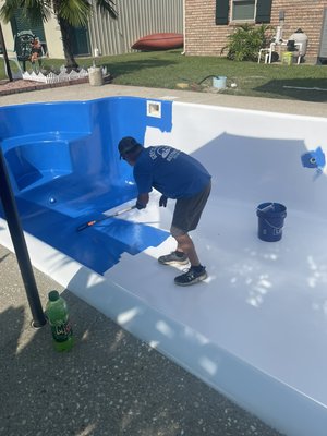 Fiberglass pools remodel - Theses pools were drained sanded and repainted with HP 4000
25 year warranty 4 different pools in April Fiberglass pools remodel - Theses pools were drained sanded and repainted with HP 4000
25 year warranty 4 different pools in April