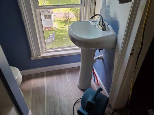 Bathroom remodel - Full remodel on this bathroom included new toilet, sink, trim, paint, floor, and shower. Bathroom remodel - Full remodel on this bathroom included new toilet, sink, trim, paint, floor, and shower.