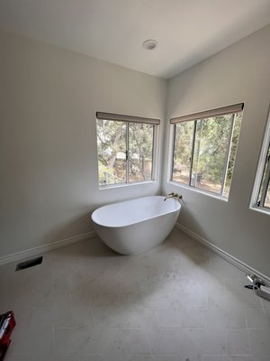 Freestanding tub and wall mounted tub filler install - This project was done on a whole house remodel project