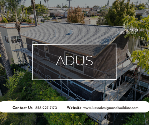 Adus - At Lusso Design and Build as one of the leading ADU contractors in San Diego, we understand that your home is more than just a place to live. It’s a place of comfort, a place of security, and a cornerstone of your family’s financial stability. That’s why we’re passionate about helping San Diego homeowners explore the possibilities of Accessory Dwelling Units (ADU) and Junior Accessory Dwelling Units (JADU). Adus - At Lusso Design and Build as one of the leading ADU contractors in San Diego, we understand that your home is more than just a place to live. It’s a place of comfort, a place of security, and a cornerstone of your family’s financial stability. That’s why we’re passionate about helping San Diego homeowners explore the possibilities of Accessory Dwelling Units (ADU) and Junior Accessory Dwelling Units (JADU).