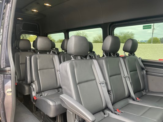 Mercedes Sprinter Van - Embark on a journey of luxury and comfort with our exclusive fleet of Mercedes Sprinters, tailored to suit a variety of preferences and occasions. Whether you're planning a corporate outing, a leisurely excursion, or a special event, our selection of Mercedes Sprinters offers versatility and sophistication for every need. Most of our Sprinter vans have ample storage space so they are ideal options for airport pickups or golf outings.
For those seeking a straightforward yet stylish mode of transportation, our standard Mercedes Sprinter provides a comfortable and efficient ride. With individual seating arrangements, this option is perfect for small groups or individuals looking for a convenient way to travel in style.
For a more executive experience, our Executive style Sprinter elevates your journey with plush leather seating and a convenient work table. Whether you're conducting business on the go or simply seeking a luxurious ride, this Sprinter offers the perfect blend of comfort and functionality.
For larger groups or those looking to celebrate in style, our limousine-style Sprinters deliver the ultimate party experience. With spacious bench seating and party bus-like amenities, including LED lighting and a premium sound system, these Sprinters are designed to turn any outing into a memorable event.
No matter which Sprinter you choose, you can expect nothing but the highest standards of luxury and service. Our professional chauffeurs are dedicated to ensuring a seamless and enjoyable journey, from the moment you step on board to your final destination.
Experience the epitome of luxury transportation with our fleet of Mercedes Sprinters, where every ride is an opportunity to indulge in comfort and style. Mercedes Sprinter Van - Embark on a journey of luxury and comfort with our exclusive fleet of Mercedes Sprinters, tailored to suit a variety of preferences and occasions. Whether you're planning a corporate outing, a leisurely excursion, or a special event, our selection of Mercedes Sprinters offers versatility and sophistication for every need. Most of our Sprinter vans have ample storage space so they are ideal options for airport pickups or golf outings.
For those seeking a straightforward yet stylish mode of transportation, our standard Mercedes Sprinter provides a comfortable and efficient ride. With individual seating arrangements, this option is perfect for small groups or individuals looking for a convenient way to travel in style.
For a more executive experience, our Executive style Sprinter elevates your journey with plush leather seating and a convenient work table. Whether you're conducting business on the go or simply seeking a luxurious ride, this Sprinter offers the perfect blend of comfort and functionality.
For larger groups or those looking to celebrate in style, our limousine-style Sprinters deliver the ultimate party experience. With spacious bench seating and party bus-like amenities, including LED lighting and a premium sound system, these Sprinters are designed to turn any outing into a memorable event.
No matter which Sprinter you choose, you can expect nothing but the highest standards of luxury and service. Our professional chauffeurs are dedicated to ensuring a seamless and enjoyable journey, from the moment you step on board to your final destination.
Experience the epitome of luxury transportation with our fleet of Mercedes Sprinters, where every ride is an opportunity to indulge in comfort and style.