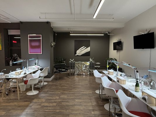 NF Studio Interior - Welcome to Nail Fairy Beauty Studio – a modern, stylish space where creativity meets precision. 

This is where the magic happens – a bright, modern studio designed for bold ideas and artistic energy. At Nail Fairy Beauty Studio, every detail reflects our love for creativity, from custom nail art and lash extensions to curated decor and statement pieces.
