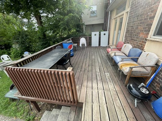 2023 Ohio State University campus house deck refurbished! - This refurbishment was done to a house at Ohio State University. We knew the wooden deck needed new and more seating for all the future memories to be held here. With a little pressure washing, sanding, New wood, and repainting it is ready for 10+ more years of use! ( customer loved it ) 2023 Ohio State University campus house deck refurbished! - This refurbishment was done to a house at Ohio State University. We knew the wooden deck needed new and more seating for all the future memories to be held here. With a little pressure washing, sanding, New wood, and repainting it is ready for 10+ more years of use! ( customer loved it )