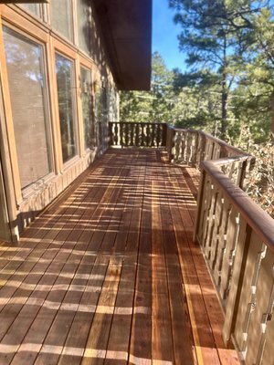 Deck Refinish - TNT sanded this deck down to original bare wood and gave it 2 coats of a beautiful varnish chosen by the customer. Deck Refinish - TNT sanded this deck down to original bare wood and gave it 2 coats of a beautiful varnish chosen by the customer.