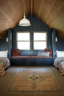 Airbnb Cabin - This cabin was a blank slate with white walls and a lot of wood. Knowing they wanted to list it on Airbnb we had to design the space with that in mind. Something that would stand out and stand up to heavy use.
Scope of design work; paint and wallpaper, all furniture, loft buildout, textiles, lighting, kitchen updates and stone wall, wall art.