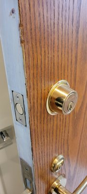 invisible smart lock. - This job was done today on a apt unit where they cant have any other lock installed other than whats there. So the smart lock fits perfectly
