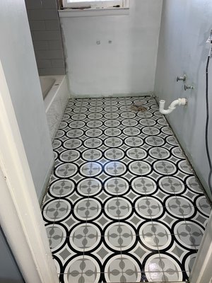 Bathroom and entry way tile - This is a small part of a bath remodel that turned out great. We ended up using the same tile in the entry way. Bathroom and entry way tile - This is a small part of a bath remodel that turned out great. We ended up using the same tile in the entry way.