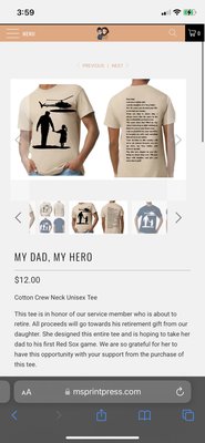 My Dad, My Hero retirement fundraiser project - This custom made design is in honor of the retirement Navy Sailor. His daughter is fundraising the money with the proceeds of this shirt to buy him is first Red Sox ticket at Fenway Park. My Dad, My Hero retirement fundraiser project - This custom made design is in honor of the retirement Navy Sailor. His daughter is fundraising the money with the proceeds of this shirt to buy him is first Red Sox ticket at Fenway Park.