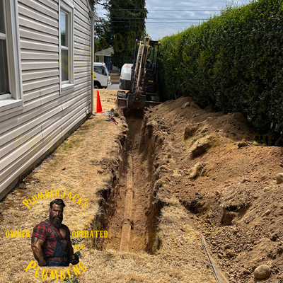 Emergency Sewer Lateral Spot Repair - This was an original sewer lateral from the 1970's, it had massive root intrusions at three separate pipe joints. Other than that the pipe was in surprising condition for its age. With that being said the client choose to make a localized repair as opposed to replacing the entire lateral. It was overall 21' of piping excavated and replaced. Emergency Sewer Lateral Spot Repair - This was an original sewer lateral from the 1970's, it had massive root intrusions at three separate pipe joints. Other than that the pipe was in surprising condition for its age. With that being said the client choose to make a localized repair as opposed to replacing the entire lateral. It was overall 21' of piping excavated and replaced.