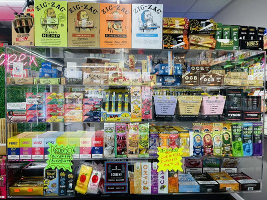 Wide range of tobacco products - Wide range of tobacco products includes cigarettes, cigars, rolling papers, cones, hemp wraps Wide range of tobacco products - Wide range of tobacco products includes cigarettes, cigars, rolling papers, cones, hemp wraps