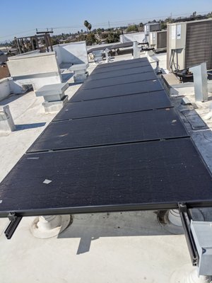 Bellflower Solar Panel Cleaning 2022 - This client has 8 panels on a 3 story flat roof and is set up on a Bi-Annual cleaning schedule, the property is located in Bellflower CA. This size job usually takes about 45 minutes to complete and cost $115. Bellflower Solar Panel Cleaning 2022 - This client has 8 panels on a 3 story flat roof and is set up on a Bi-Annual cleaning schedule, the property is located in Bellflower CA. This size job usually takes about 45 minutes to complete and cost $115.