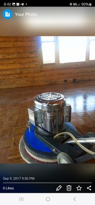 Wood floor finish restoration - this was a small wood floor project 
we removed the old color and restored the finish