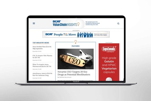 Redesign Online Magazine for DCAT Insights Value Chain Publication - As the top member-supported, volunteer-led, global business development association for the Bio/Pharmaceutical manufacturing value chain, DCAT wanted to create a new communications platform that would engage and grow their membership, while building community. To realize this goal, DCAT employed IGM Creative Group (IGM) to reinvent their online publication as an always-on, always-fresh news, views, and community information engine.

IGM was tasked with developing an industry news site that not only provided high-level content for its readers but also contained a variety of advertising options to support the non-profit’s efforts and a modern, clean look and feel for its users.

The digital publication features an original, in-depth analysis of the business by industry veteran Patricia Van Arnum, DCAT’s Editorial Director. Its content includes executive briefings of Top Industry News affecting drug development, manufacturing, and commercialization. There is a section on the latest moves and promotions of the DCAT Member Company Community employees, as well as interviews with top executives in the Bio/Pharmaceutical manufacturing value chain. It also provides native advertising opportunities for the industry, in its substantive Sponsored Content section on new facilities and innovations of products and services.