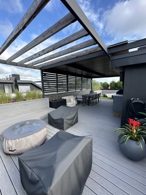 Elevated Rooftop Oasis in Chicago’s West Loop - This stunning rooftop transformation in Chicago’s West Loop blends modern elegance with functional outdoor living. Designed for both relaxation and entertainment, this space features premium composite decking, a sleek pergola, and custom privacy screens for a seamless indoor-outdoor experience.
With a built-in dining area, comfortable lounge seating, and lush greenery, this rooftop is the perfect escape high above the city. Thoughtfully designed with durable materials and clean, architectural lines, this project delivers a balance of luxury, comfort, and durability.
At Skyline Exteriors, we specialize in creating high-end, sophisticated outdoor spaces built for lasting enjoyment. Let’s bring your vision to life. Schedule a consultation today. Elevated Rooftop Oasis in Chicago’s West Loop - This stunning rooftop transformation in Chicago’s West Loop blends modern elegance with functional outdoor living. Designed for both relaxation and entertainment, this space features premium composite decking, a sleek pergola, and custom privacy screens for a seamless indoor-outdoor experience.
With a built-in dining area, comfortable lounge seating, and lush greenery, this rooftop is the perfect escape high above the city. Thoughtfully designed with durable materials and clean, architectural lines, this project delivers a balance of luxury, comfort, and durability.
At Skyline Exteriors, we specialize in creating high-end, sophisticated outdoor spaces built for lasting enjoyment. Let’s bring your vision to life. Schedule a consultation today.