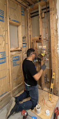 Bucktown town home rough plumbing shower valve upgrade. - Our company is a one stop shop, focusing on complete renovations to rough and finish plumbing. Let us bring happiness and comfort to your home.