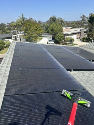 Solar Cleaning and more! - Dirt accumulates heavily along the bottom edges of solar panels, especially here in San Diego where rainfall is limited. Over time, debris and mineral buildup dry onto the panel surface and block the receptors from absorbing sunlight efficiently. Professional cleaning helps restore performance, improve energy output, and protect the longevity of your solar system. Solar Cleaning and more! - Dirt accumulates heavily along the bottom edges of solar panels, especially here in San Diego where rainfall is limited. Over time, debris and mineral buildup dry onto the panel surface and block the receptors from absorbing sunlight efficiently. Professional cleaning helps restore performance, improve energy output, and protect the longevity of your solar system.