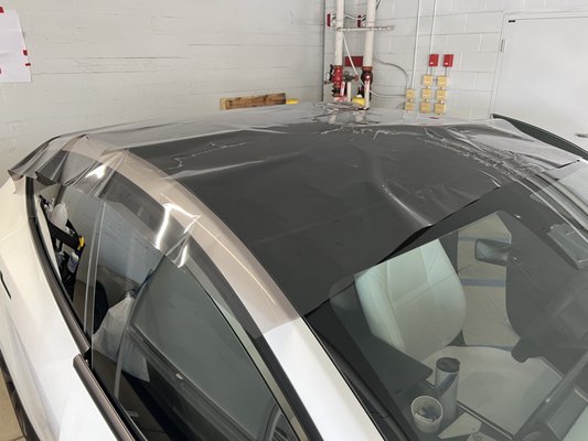 Ceramic Window Tint - Model Y - Client got 20% on all side windows, sunroof. 70% on front windshield