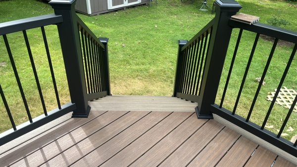 24x10 Trex Deck rebuild - Stunning Trex deck remodel featuring premium composite decking, sleek aluminum railing, and modern stair design. Beautifully crafted for longevity, style, and easy maintenance. Transforming outdoor spaces seamlessly! 24x10 Trex Deck rebuild - Stunning Trex deck remodel featuring premium composite decking, sleek aluminum railing, and modern stair design. Beautifully crafted for longevity, style, and easy maintenance. Transforming outdoor spaces seamlessly!