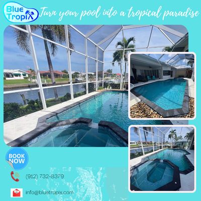 Renovation - The best team to beautify your pool. 
Turn your pool into a tropical paradise.
Contact us by sending a message or calling us at (912) 732-8379.
📞(912) 732-8319
📧 info@bluetropix.com
#TurnYourPoolIntoATropicalParadise
#PoolMakeover #BlueTropix #poolrenovation