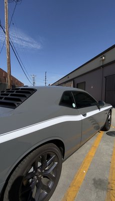 Vinyl Stripe Intall - White Vinyl Stripe install on 2023 Dodge Challenger. Vinyl Stripe Intall - White Vinyl Stripe install on 2023 Dodge Challenger.