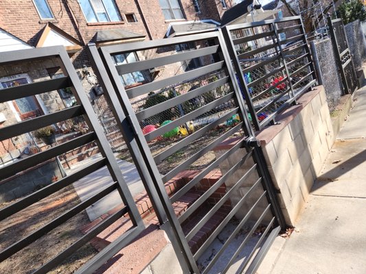 85st East Elmhurst - This is a custom fabrication of a wrought iron fence. From idea to reality. Every part of this job was well thought out and custom built . job is installed in the heart of Jackson hieghts ny / East Elmhurst on 85st and 30av