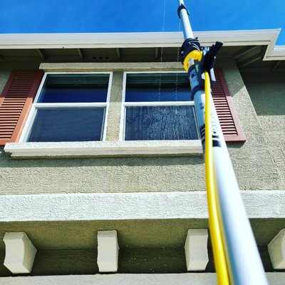 Exterior, Interior window cleaning ( tracks,frames and screens) - For outside windows we are using our Unger Hydro Power System .

Pure Water is water in its purest form, physically processed to remove the minerals that would otherwise lead to limescale spots and streaks.