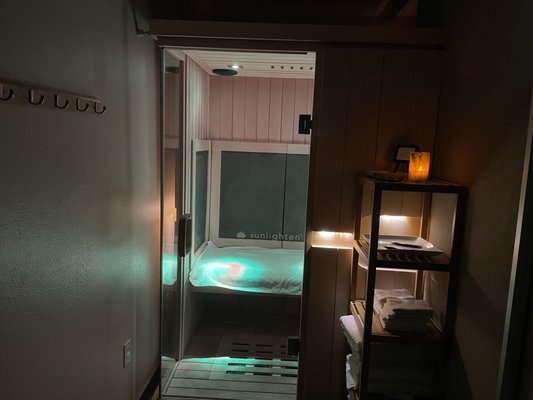 Full SPectrum Infrared Sauna - Our exclusive, private full spectrum infrared sauna in Napa, CA, offers a variety of customized sessions for a personal sauna experience. You may choose from these options; anti-aging, detoxification, pain relief, weight loss, relaxation, cardio, heart health, and skin health, or we can customize to your own personal goal. Each session perfectly blends Near, Mid, and Far wavelengths to help produce the benefit you want.
Infrared light comes from the sun's invisible spectrum of light, and has the ability to penetrate human tissue. This type of heat therapy heats the body directly rather than just the air. An infrared sauna is similar to sunbathing by penetrating your skin and giving you a wonderful, natural warmth. Unlike sunbathing, our heat therapy will never cause your skin to burn. Full SPectrum Infrared Sauna - Our exclusive, private full spectrum infrared sauna in Napa, CA, offers a variety of customized sessions for a personal sauna experience. You may choose from these options; anti-aging, detoxification, pain relief, weight loss, relaxation, cardio, heart health, and skin health, or we can customize to your own personal goal. Each session perfectly blends Near, Mid, and Far wavelengths to help produce the benefit you want.
Infrared light comes from the sun's invisible spectrum of light, and has the ability to penetrate human tissue. This type of heat therapy heats the body directly rather than just the air. An infrared sauna is similar to sunbathing by penetrating your skin and giving you a wonderful, natural warmth. Unlike sunbathing, our heat therapy will never cause your skin to burn.