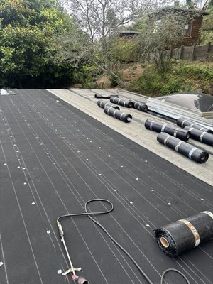 Bitumen Modified Flat Roof Sausalito - 3 Ply Bitumen Modified Flat Roof installation, you can see the process of the installation Bitumen Modified Flat Roof Sausalito - 3 Ply Bitumen Modified Flat Roof installation, you can see the process of the installation