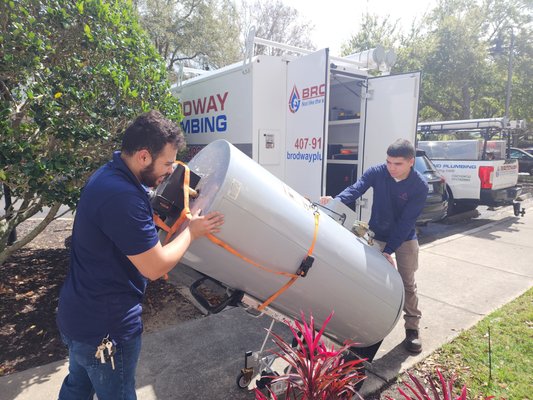 Water Heater Installation - Brodway Plumbing specializes in water heater installation and replacement across Central Florida, including Kissimmee and Orlando. We install tank and tankless systems from Rheem, Rinnai, Navien, AO Smith, and Bradford White. We also install hybrid heat pump water heaters and gas tank and tankless water heaters. Water Heater Installation - Brodway Plumbing specializes in water heater installation and replacement across Central Florida, including Kissimmee and Orlando. We install tank and tankless systems from Rheem, Rinnai, Navien, AO Smith, and Bradford White. We also install hybrid heat pump water heaters and gas tank and tankless water heaters.