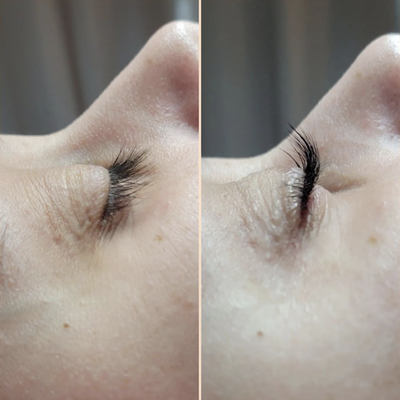 Lash Lift + Tint - Before + After a Lash Lift + Tint by Brigid. Lift + Tints are a great option for women who don't want the maintenance of extensions, but it still provides a lifted, luscious look to lashes!