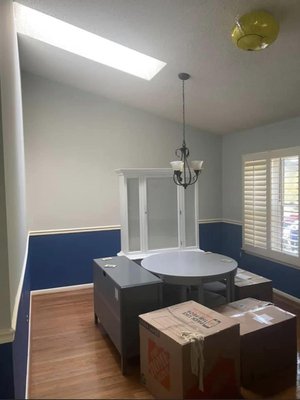 Dining Area - New two tone paint with crwn molding.