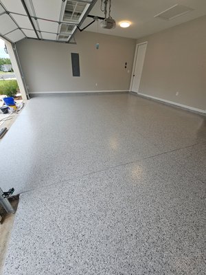 Roll-on-Rock Epoxy - The Roll on Rock® 2 step flake system has truly revolutionized the Commercial Industrial and Residential concrete floor coatings industry
Roll on Rock uses a proprietary Epoxy that
"wicks" deep into concrete, creating a bond that is up to 3 times stronger than ordinary Epoxy or Polyaspartic systems. Roll On Rock then goes a step further by utilizing a Polyaspartic Topooat that dries fast and delivers a high gloss, scratch resistant surface. It truly is the best of both technologies. Roll-on-Rock Epoxy - The Roll on Rock® 2 step flake system has truly revolutionized the Commercial Industrial and Residential concrete floor coatings industry
Roll on Rock uses a proprietary Epoxy that
"wicks" deep into concrete, creating a bond that is up to 3 times stronger than ordinary Epoxy or Polyaspartic systems. Roll On Rock then goes a step further by utilizing a Polyaspartic Topooat that dries fast and delivers a high gloss, scratch resistant surface. It truly is the best of both technologies.
