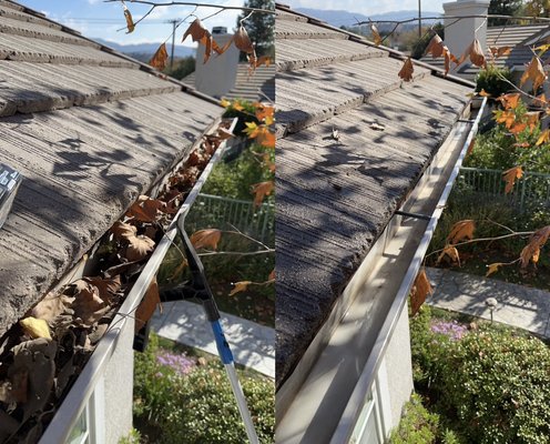 Gutter clean December - These gutters in these areas were really dirty and actually clogged up most of the down spouts. We got them all cleaned up and removed all gunk and leaves from them! Gutter clean December - These gutters in these areas were really dirty and actually clogged up most of the down spouts. We got them all cleaned up and removed all gunk and leaves from them!