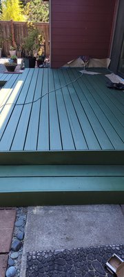 Deck painting and staining!!! GIVE ME A CALL TODAY FOR FREE ESTIMATE 360-941-92o4 - This deck repair had to sand deck then stain it with solid stain paint, then customer wanted new long step built. Customer was very impressed with my work!!
