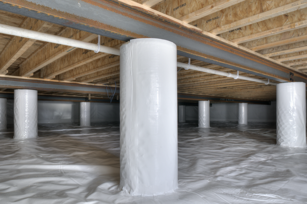 Crawl Space Fully Encapsulated and Sealed - This crawl space was professionally encapsulated using a durable vapor barrier system to protect the home from moisture, humidity, and potential mold growth. The floors and support columns were fully sealed, creating a clean, controlled environment beneath the home. By eliminating ground moisture and improving overall air quality, this encapsulation helps protect the structure, increase energy efficiency, and create a healthier living space above. Crawl Space Fully Encapsulated and Sealed - This crawl space was professionally encapsulated using a durable vapor barrier system to protect the home from moisture, humidity, and potential mold growth. The floors and support columns were fully sealed, creating a clean, controlled environment beneath the home. By eliminating ground moisture and improving overall air quality, this encapsulation helps protect the structure, increase energy efficiency, and create a healthier living space above.