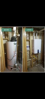Tankless Water Heater Install - Did you know switching your water heater to a tankless could save you hundreds of dollars a year.  Imagine having a water heater that only uses energy when you turn on your hot water. Your standard tank type heaters has to maintain a certain temperature day and night rather you are using your hot water or not. Also you will have endless hot water which can keep the whole family happy. Plus the life expectancy is three times longer than your standard tank type heaters. Give us a call for a free estimate and trust the professionals at Drain Pros LLC to assist with all your plumbing  needs.