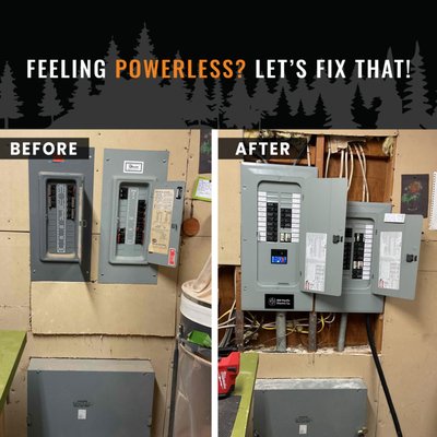 Electrical Panel Upgrade - It’s time to upgrade your electrical panel and bring the spark back to your space. From old, tired panels to shiny, safe, code-approved powerhouses, we’ve got you covered. Smooth install, zero stress, all the volts you can handle.

💡 Call us today and let’s light this place up!